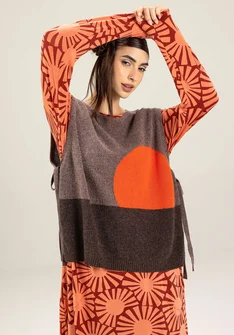 Neuleliivi "Asahi" kierrätettyä villasekoitetta/ekopuuvillaa - peruna