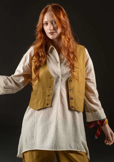 Woven organic cotton waistcoat - camel