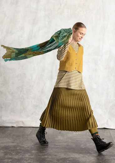 Knit skirt in organic/recycled cotton - dark olive/solid colour