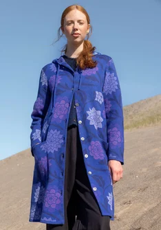 Långkofta "Pink Moon" i ull/ekologisk bomull - lupin