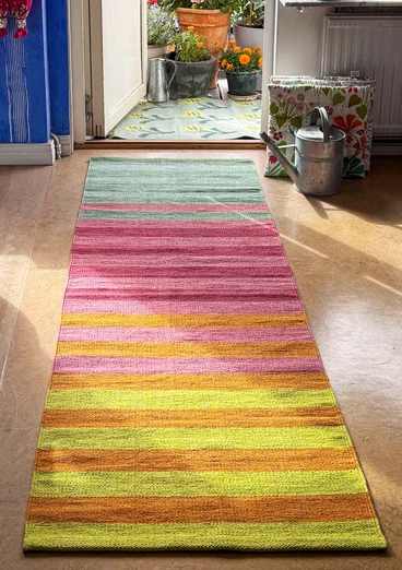 Tapis de couloir "Suiheisen" en coton biologique - rhubarbe