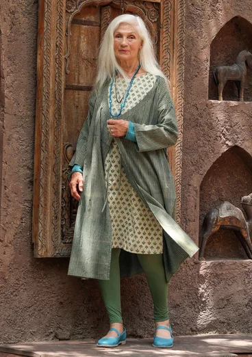 Vävd klänning ”Rose hip” i ekologisk bomull - indigogrön