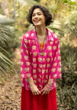 Gedessineerde blouse "Elephant" van biologisch katoen - hibiscus