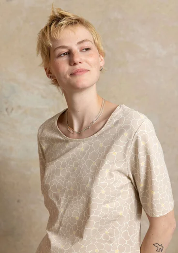 Jerseybluse ”Theia” i økologisk bomuld/elastan - natur/mønstret