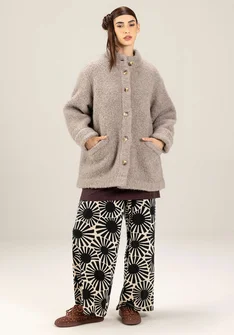 Neuletakki villabukleeta - vaalea peruna/meleerattu