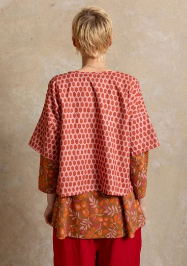 Kangaspusero ”Vendela” ekopuuvillaa - lohenpunainen/kuviollinen