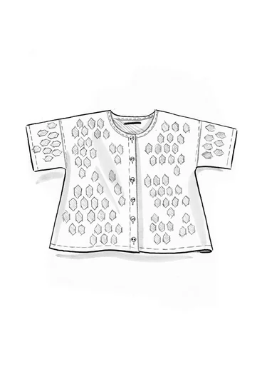 Vævet bluse "Vendela" i økologisk bomuld - kiwi/mønstret