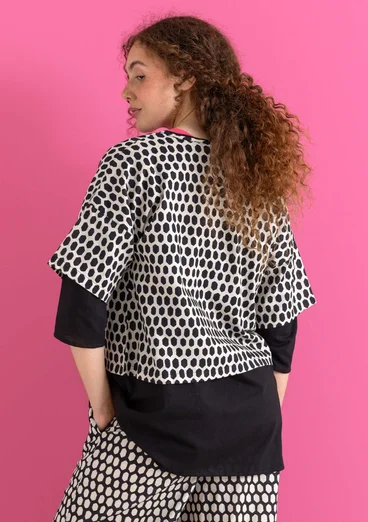 Vævet bluse "Vendela" i økologisk bomuld - fjer/mønstret
