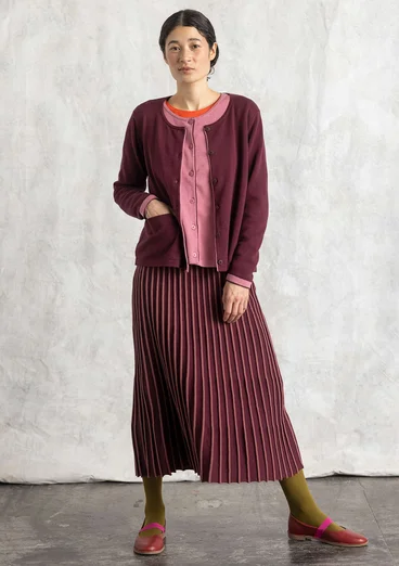 Knit skirt in organic/recycled cotton - aubergine/dusty red