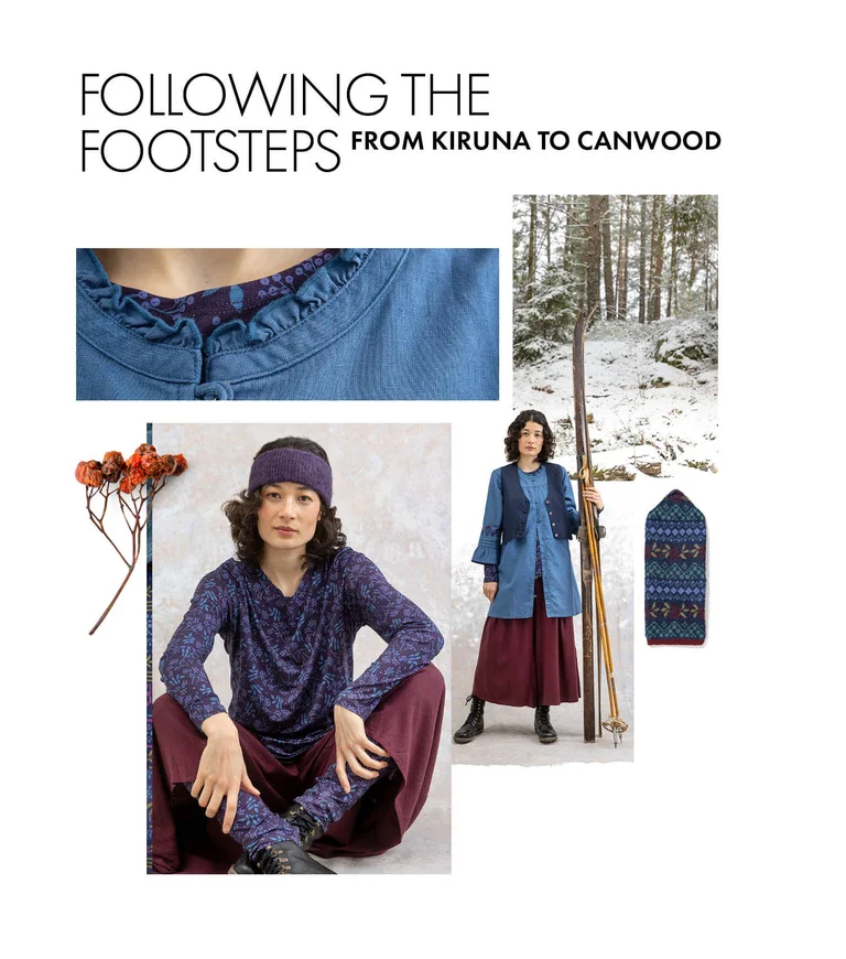 A collage of women wearing clothing from Gudrun Sjödén’s 2025 winter collection.