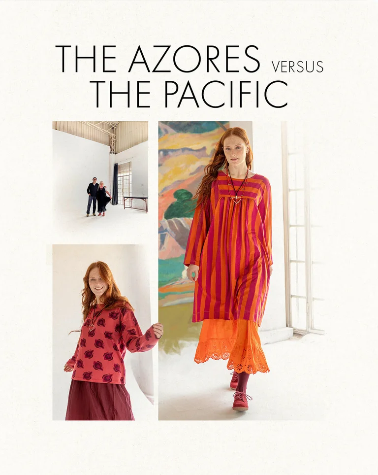 A collage of women wearing clothing from Gudrun Sjödén’s 2025 winter collection.