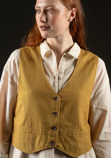 Woven organic cotton waistcoat - camel