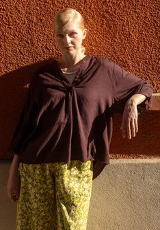 Geweven blouse "Flora Flow" van viscose - donkeraubergine