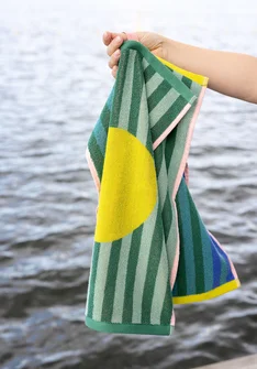 Gästhandduk "Sunset" i ekologisk bomull 2-pack - grönt havsglas