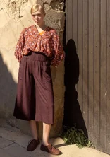 “Flora Flow” woven viscose trousers - dark aubergine
