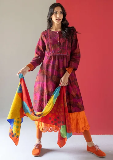 Robe "Alaska" en tissu de coton biologique/lin - aubergine