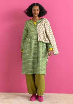 Vævet kjole "Vendela" i økologisk bomuld - rosmarin/mønstret