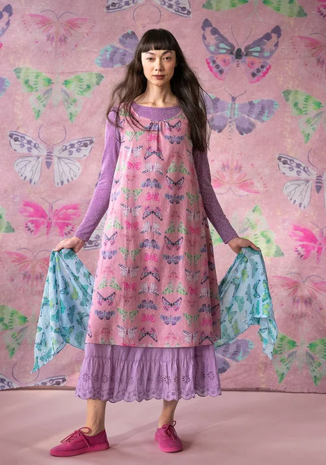 Jurk "Fjäril" van biologisch katoen - dof roze