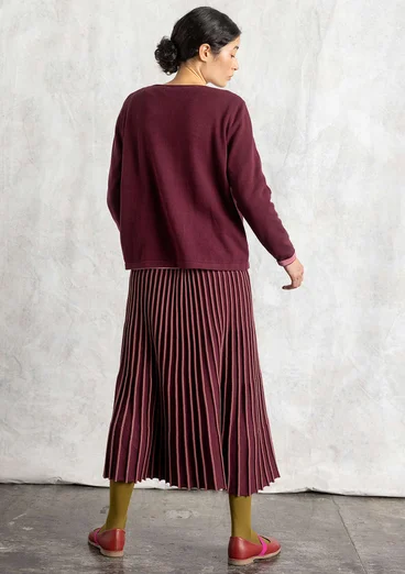 Knit skirt in organic/recycled cotton - aubergine/dusty red