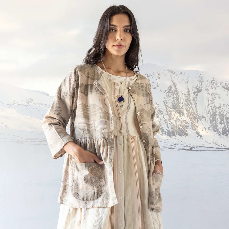 Blouse "Alaska" en coton biologique/lin - taupe