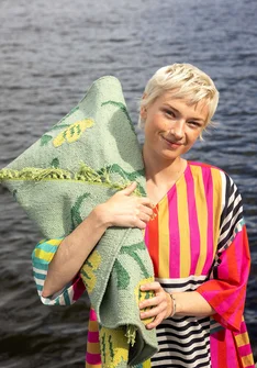 Tapis "Wildflower" en coton biologique - vert terne