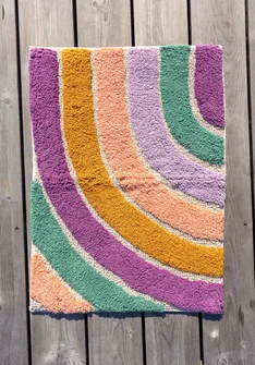 Badrumsmatta "After rain" i ekologisk bomull - petunia