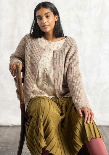 Knit skirt in organic/recycled cotton - dark olive/solid colour