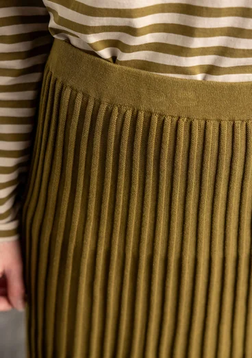 Knit skirt in organic/recycled cotton - dark olive/solid colour