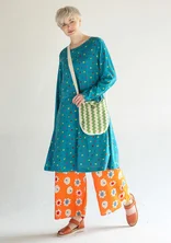 Gestippelde tricot jurk "1964" van katoen/modal - turkoois