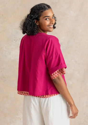 Vævet bluse "Vendela" i økologisk bomuld - cyklamen