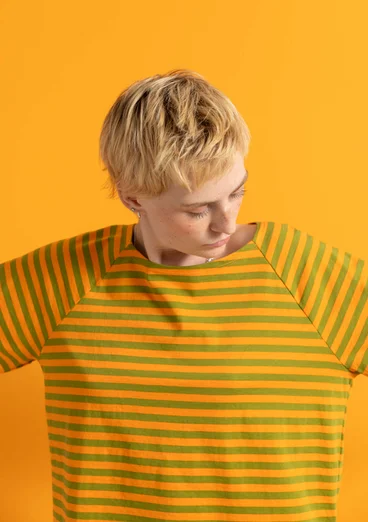 Perusraitapusero ekopuuvillaa - porkkana/vihreäpippuri