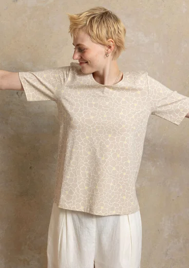 Jerseybluse ”Theia” i økologisk bomuld/elastan - natur/mønstret