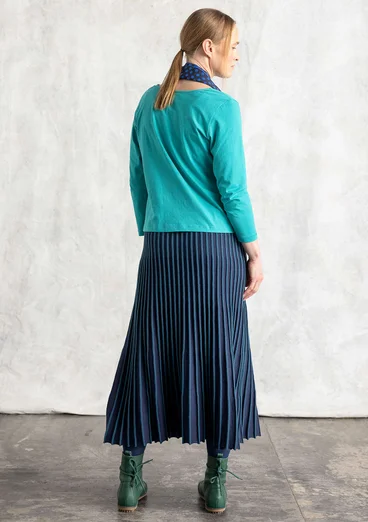 Knit skirt in organic/recycled cotton - dark indigo/dark petrol blue