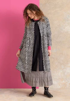 Vævet kjole "Vendela" i økologisk bomuld - sort/mønstret