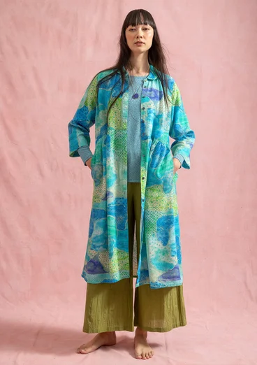 Vävd klänning "Supernova" i lyocell/lin - ljus indigo