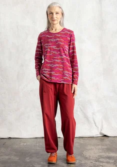Jersey pants in organic cotton/spandex - lingonberry