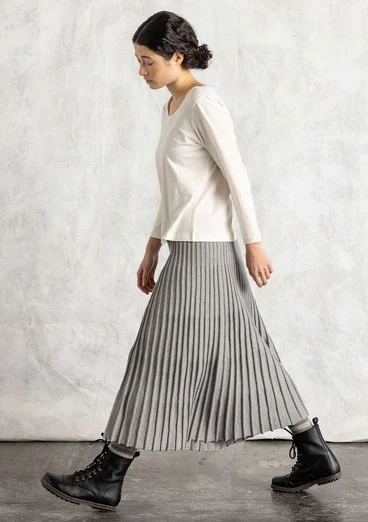 Knit skirt in organic/recycled cotton - grey melange/solid colour