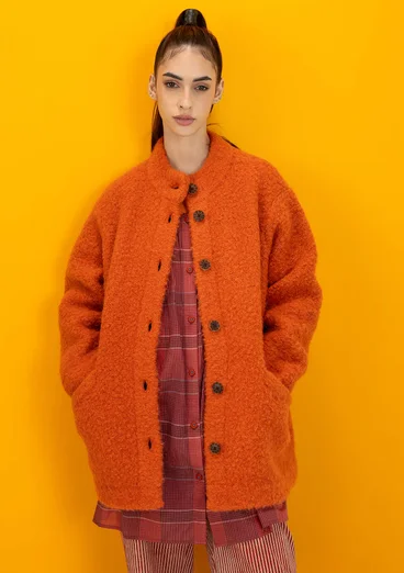 Neuletakki villabukleeta - greippi/meleerattu