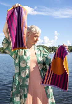 Essuie-mains "Sunset" en coton biologique, lot de 2 - cochenille