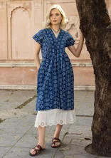 “Chamomile” sleeveless, woven organic cotton dress - indigo