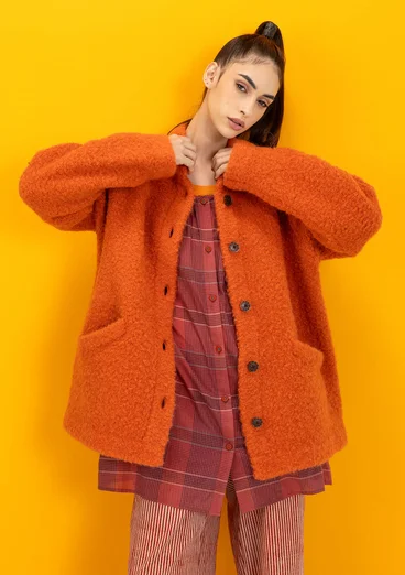 Neuletakki villabukleeta - greippi/meleerattu