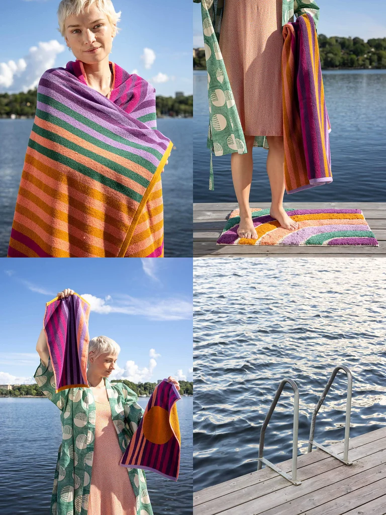 “Sunset” bath sheet in organic cotton