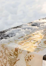 “Alaska Forest” organic cotton table runner - eggshell