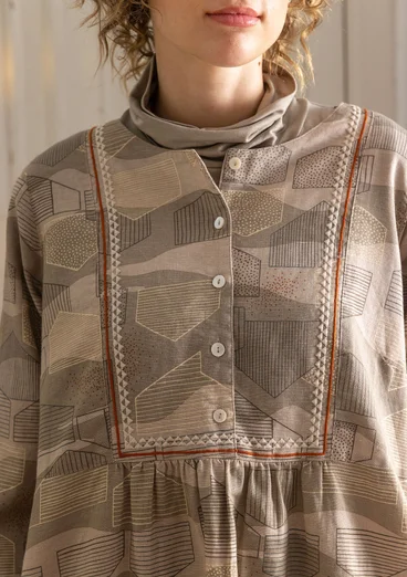 Robe "Alaska" en tissu de coton biologique/lin - taupe