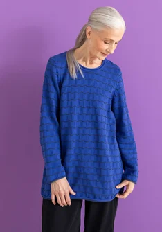 Favorittrøjen "Celia" i genanvendt bomuld - lupin/mørk indigo