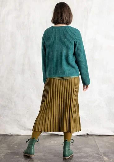 Knit skirt in organic/recycled cotton - dark olive/solid colour