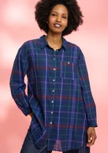 Patterned woven organic cotton shirt - ink blue