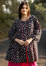 “Swirl” woven organic cotton tunic - black