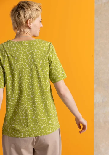 Trikoopusero ”Theia” ekopuuvillaa/elastaania - kiivi/kuviollinen