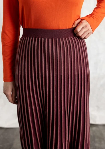 Knit skirt in organic/recycled cotton - aubergine/dusty red